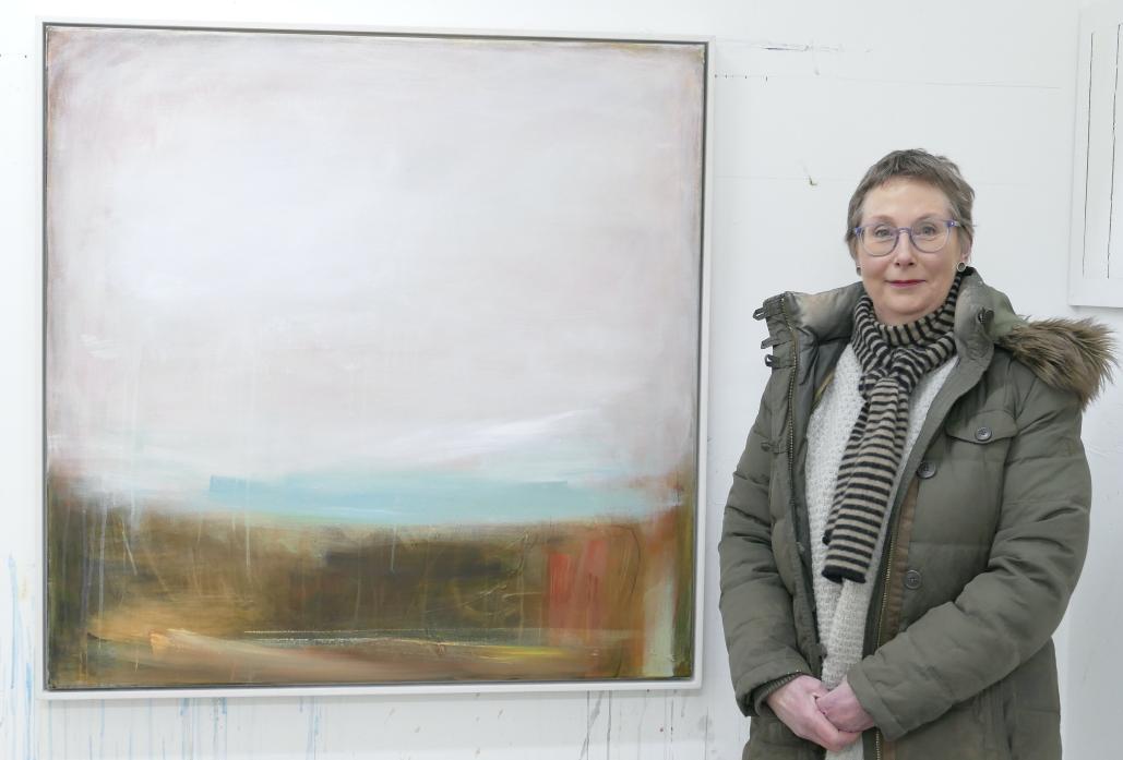ON SHOW: Jill Campbell with one of her works at the exhibition in The Witham, Barnard Castle, which runs until February 24