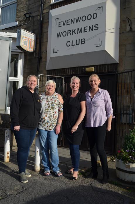 FESTIVE CHEER: A free Christmas lunch is being organised in Evenwood. Pictured from left are chief executive of Angel Trust Clair McGregor, Alison Stoker of Evenwood Workingmen’s Club, Kimberley Clark of Kim’s Kitchen and her sister Claire Burt