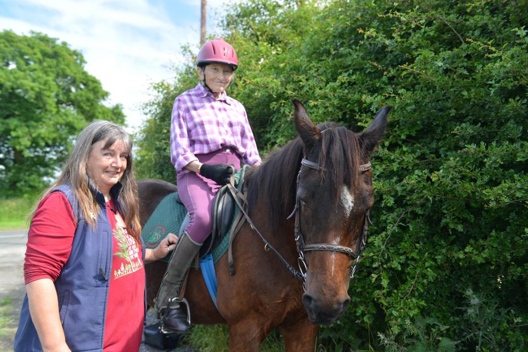 Teesdale botanist Dr Margaret Bradshaw, 95, is taking part in a charity trek on pony Sigma to raise funds to help save the area's rare plants which are under threat and in decline. She is pictured with friend and fellow ecologist Tricia Snaith