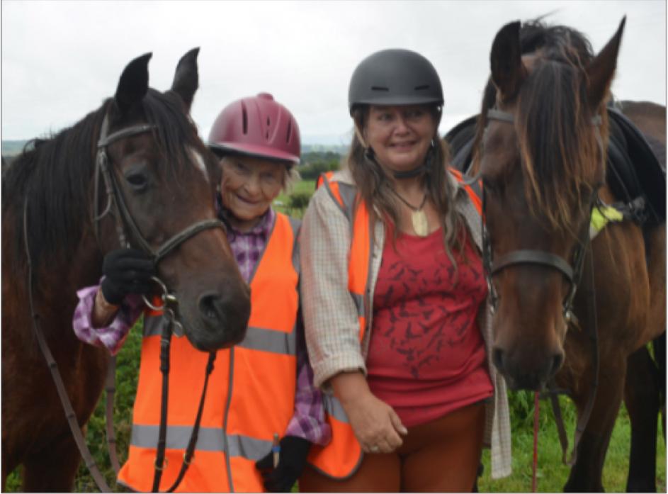 HALF WAY: Dr Margaret Bradshaw and Trisha Snaith prepare to set off for an eight-mile ride to reach the half-way point of the 88-mile fundraising trek to save rare plant species in the upper-dale