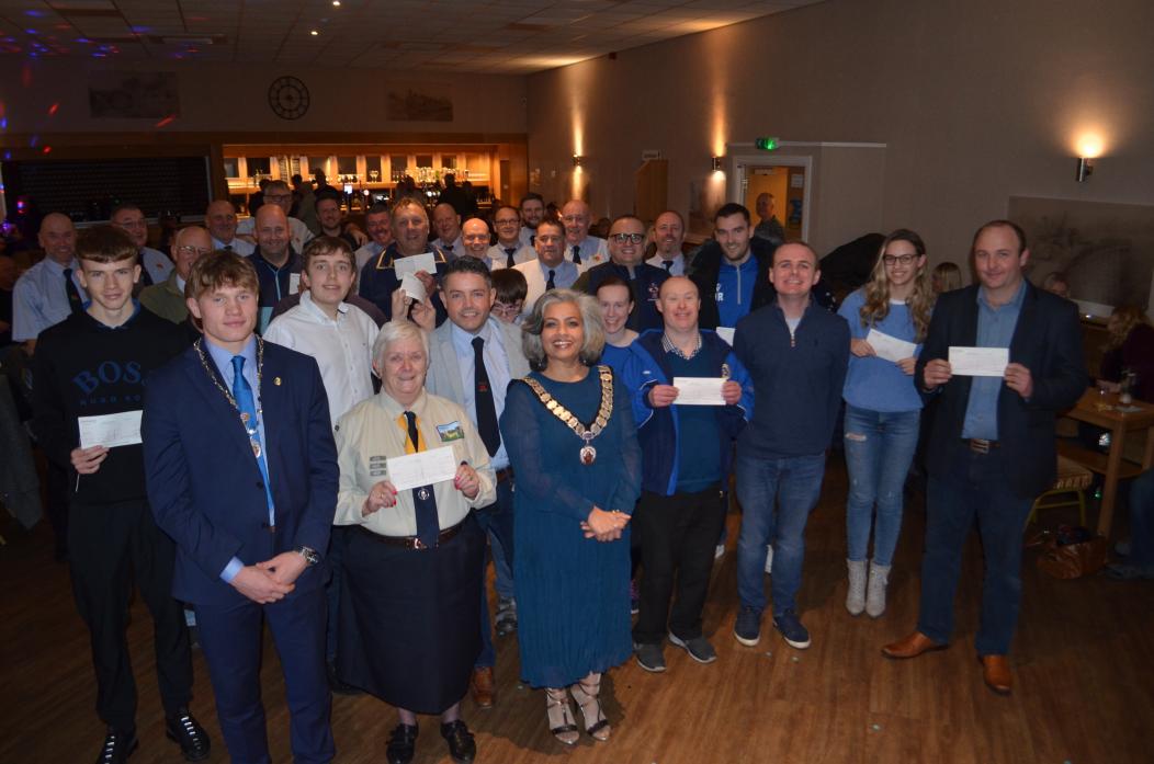 THANK YOU:  Barnard Castle mayor Cllr Rima Chatterjee with members of the Clique and representatives from 15 organisations that received donations