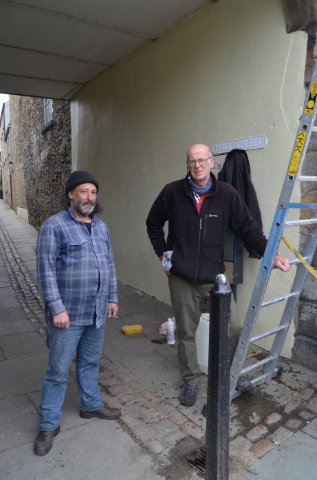 BRUSH STROKES: Paul Crossling and Roger Peat have helped give Hall Street a makeover  			    TM pic