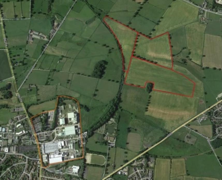 BIG PLANS: The proposed site, with red borders, and Glaxo to the bottom left