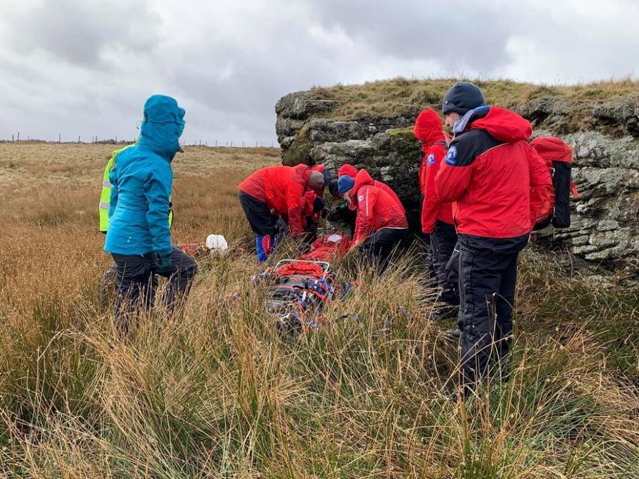 VOLUNTEERS: Teesdale and Weardale Search and Mountain Rescue Team during a training exercise on Cotherstone Moor