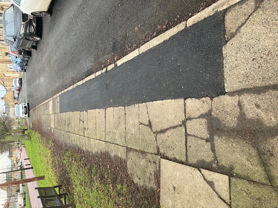 OFFENSIVE REPAIR: Staindrop’s parish councillors are upset that a paved footpath has been repaired using Tarmac