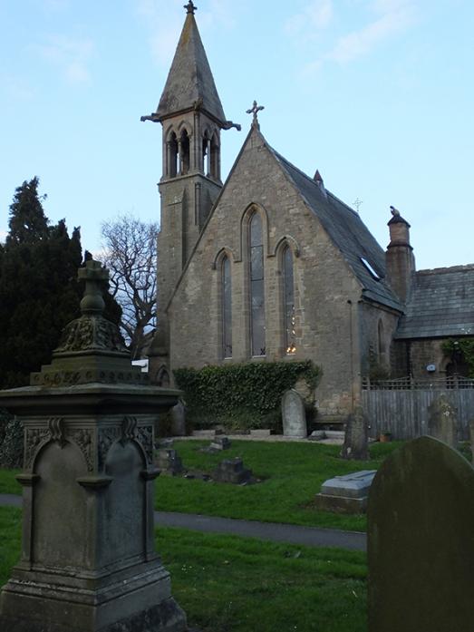 TRAGEDY: The old chapel in Victoria Road. Below, the headstone of Elizabeth Harrison on which was inscribed a memoriam to her daughter Annie, who died in Australia