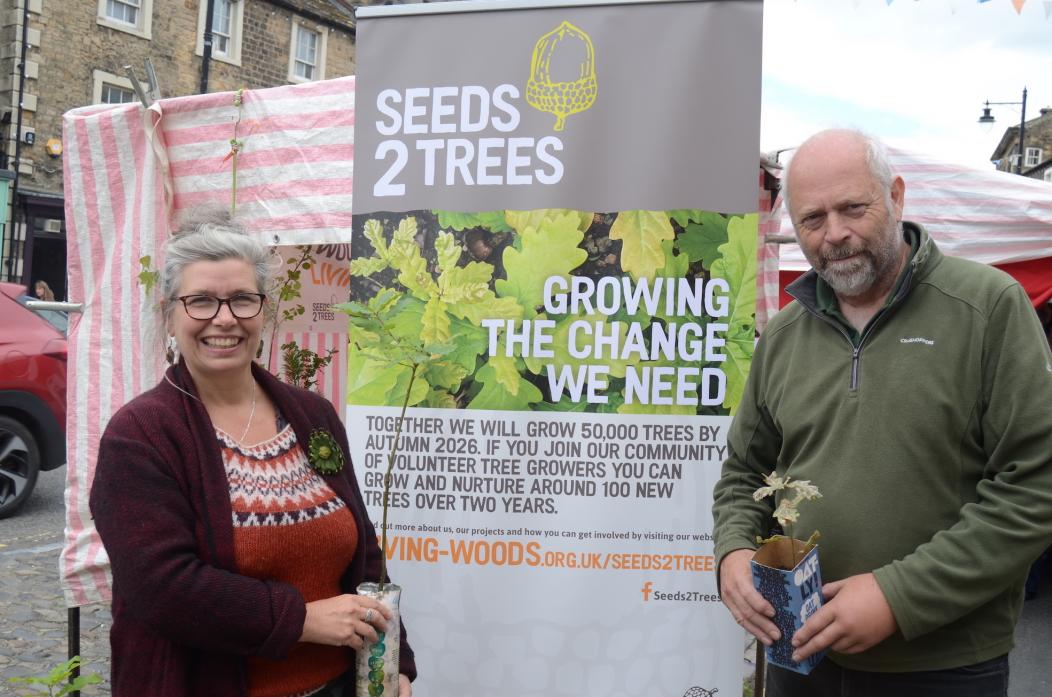 TREE-MENDOUS: Seeds2Trees volunteer and ambassador Andrea Hobbs and Mark Shipperlee from Living Woods were delighted with the response from Teesdale residents interested in helping to grow more native trees          TM pic