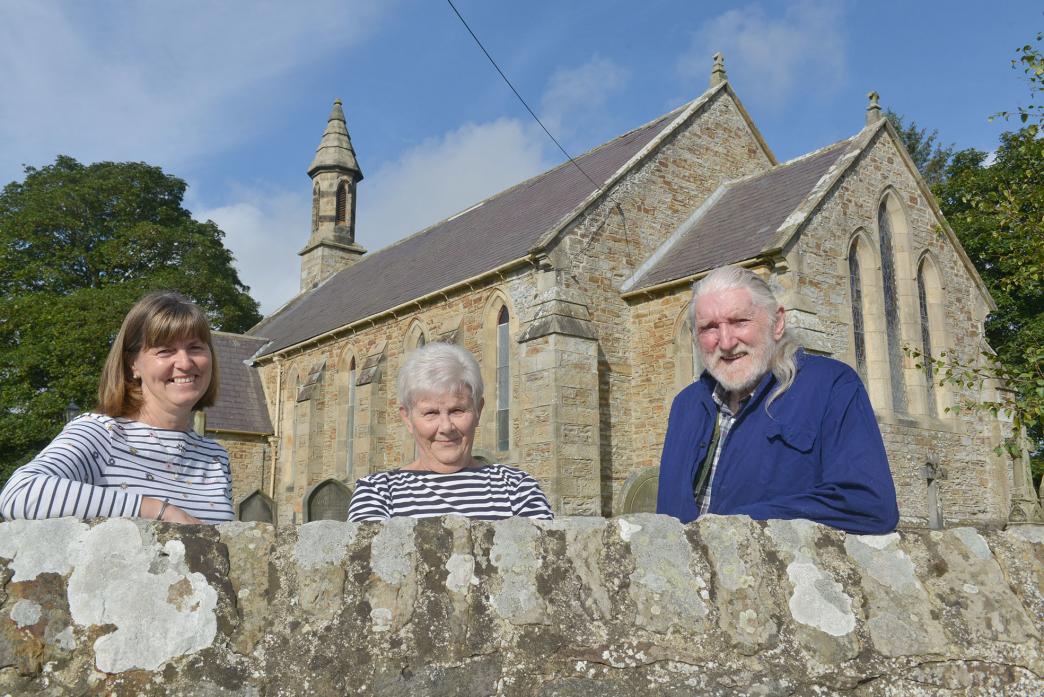 SERVING THE PARISH: Treasurer Kathryn Walton with church wardens Joan Simpson and Allen Armstrong at the 175-year-old St John the Evangelist Church  			              TM pic