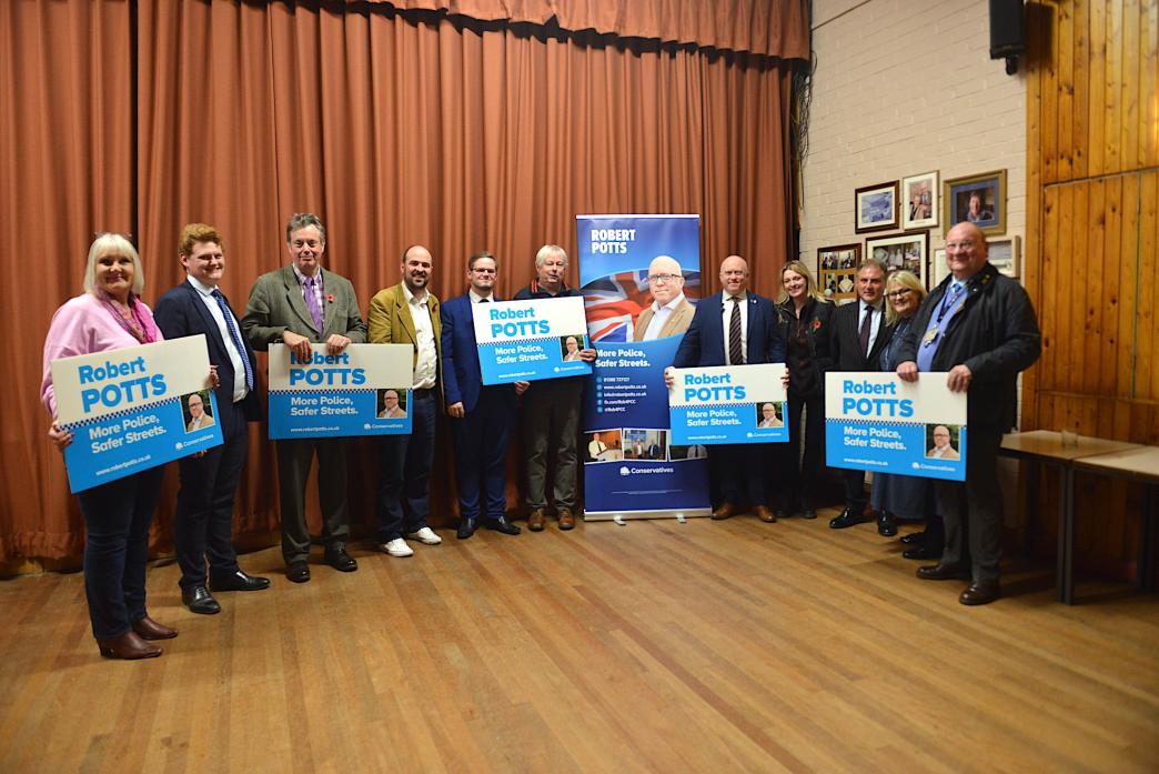 CAMPAIGN LAUNCH: Cllr Elaine Peeke, Cllr Luke Holmes, Cllr Richard Bell, Minister of Transport Richard Holden, Cllr Joe Quinn, Cllr James Cosslett, PCC candidate Cllr Robert Potts, Bishop Auckland MP Dehenna Davison, Conservative Party deputy chairman MP