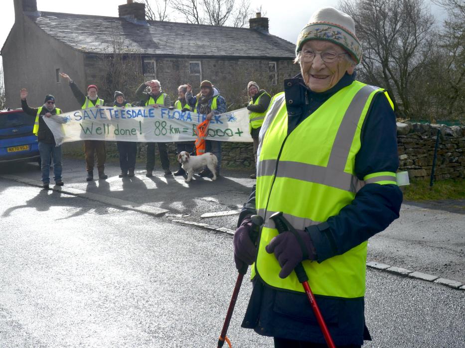 BEST FOOT FORWARD: Dr Margaret Bradshaw completed the final stage of her 55-mile walk