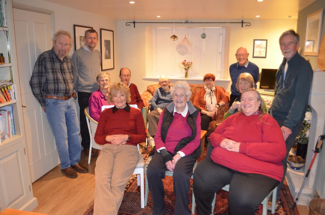 PLEASED TO MEET YOU: Annie Clouston, local published poet Meg Peacocke and Liz Thackray with other members of the Teesdale u3a poetry group TM pic