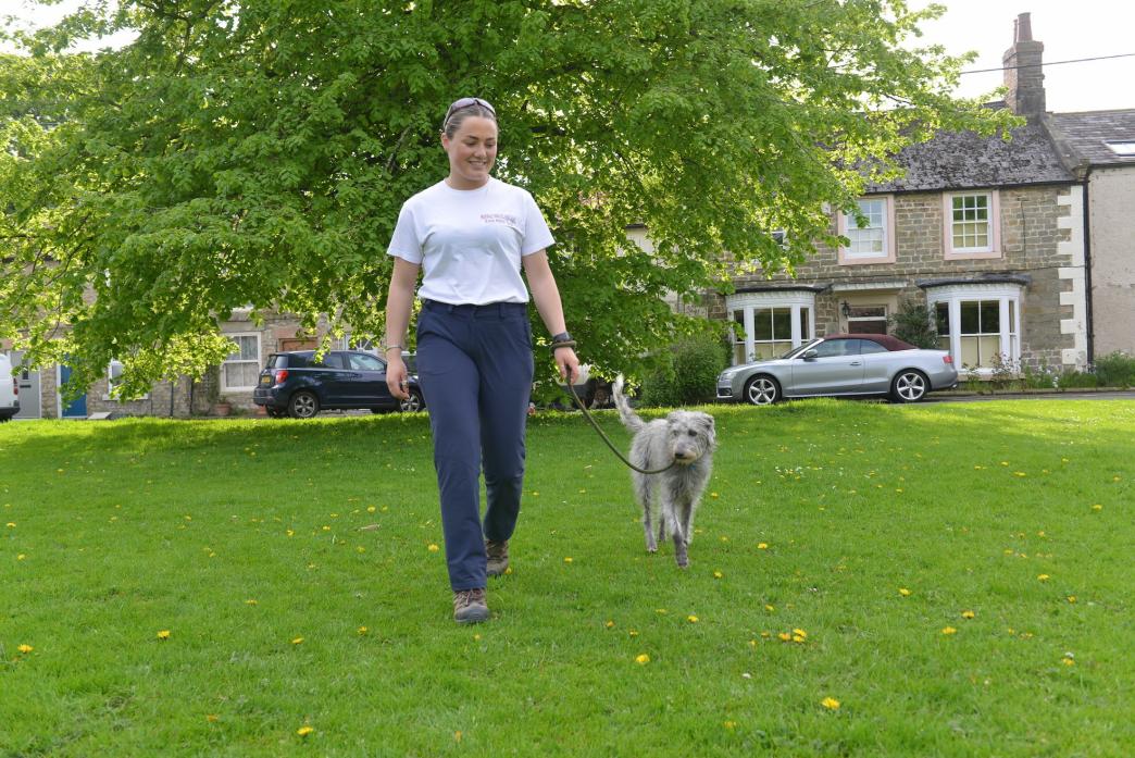 WATCH YOUR STEP: Evie Hole-Todd, seen with her pet Whisper, has launched an anti-dog fouling campaign in Gainford    TM pic