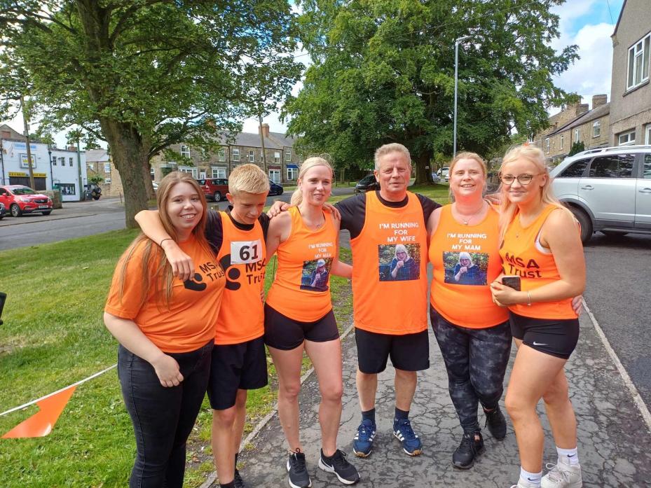 STEPPING OUT: Andrew Stainthorpe with daughters Carrie Wheeler and Rebecca Harrison and grandchildren Kaci, Jack and Roxy at last year’s charity fun run  		         	             TM pic