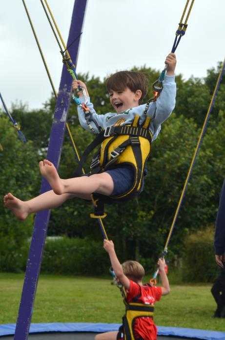 Four-year-old Roman Crawford was having the best time on the bungee trampoline  							   TM pics