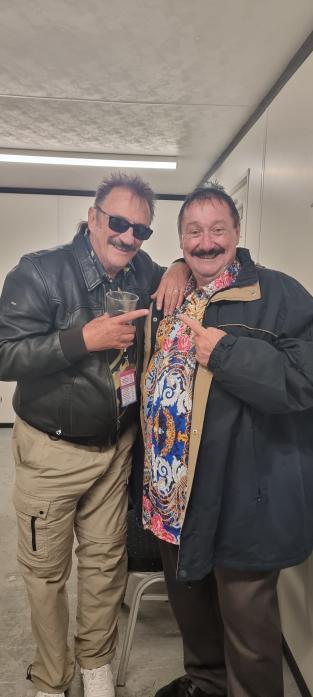 NICE TO SEE YOU: Bus driver John Simpson comes face to face with his doppelganger Paul Chuckle