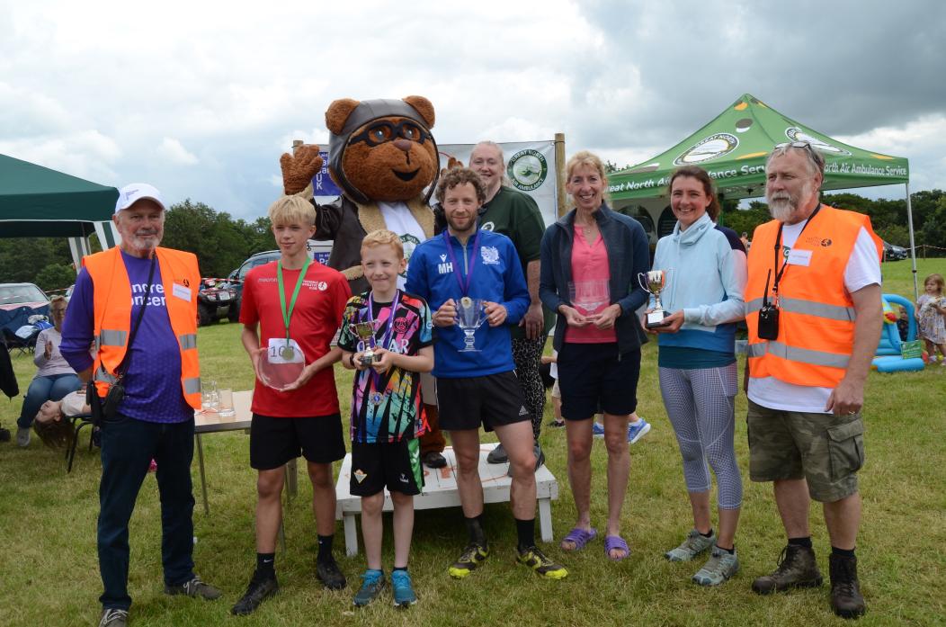 organiser Peter Kirkman, Jack Wheeler, Connor Waite, Michael Harcourt, Jo Forsyth, from the Great North Air Ambulance Service, Dawn Richardson, Tamsin Coulson and Robert Taff Johnson