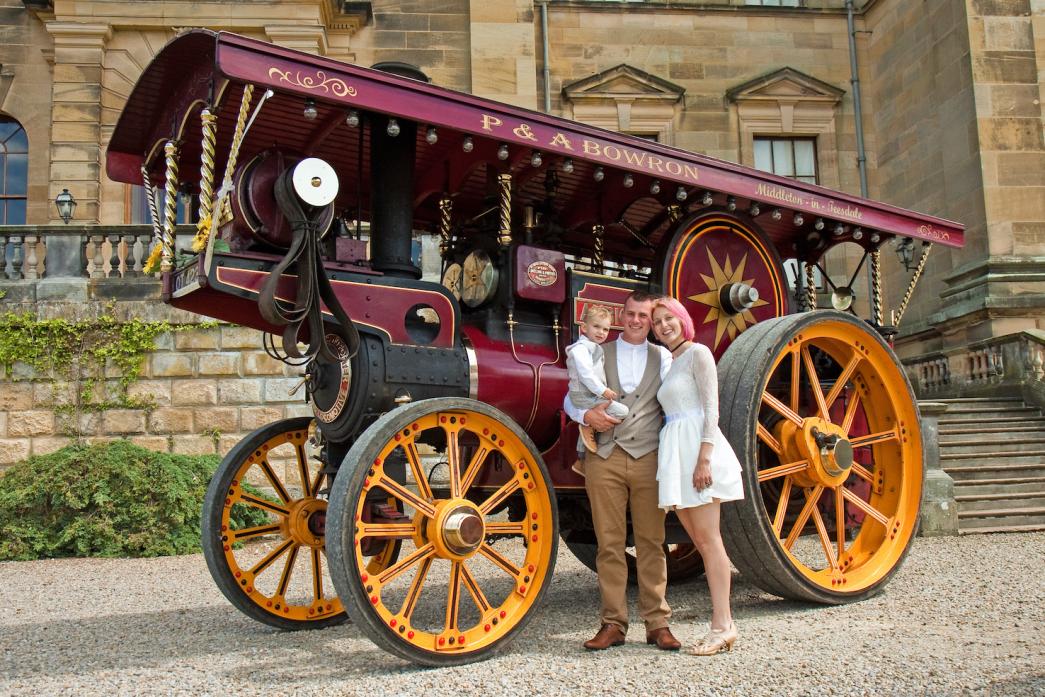 FULL STEAM AHEAD: Adam and Charlotte Hardy, with son Harley James, organisers of the popular vintage and steam fair