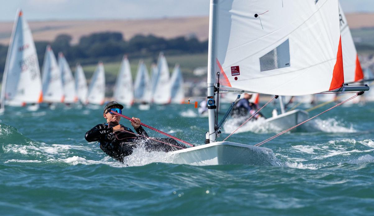 WIND IN HIS SAILS: Toby Waggett, aged 14, at the helm of his laser dinghy