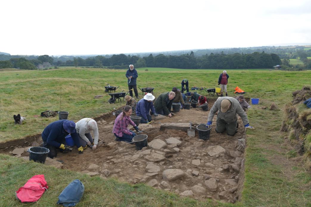 DIGGING INTO THE PAST: Volunteers working on one of the three trenches that were excavated at Gueswick Hill                        TM pic