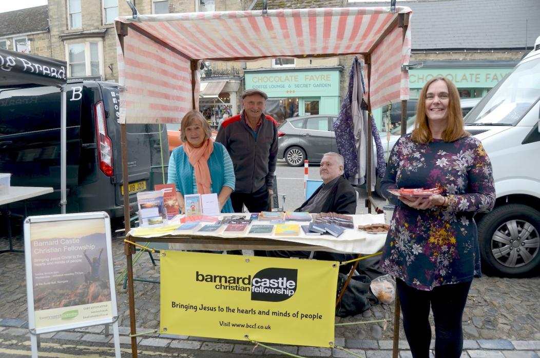 SPREADING THE WORD: Members of Barnard Castle Christian Fellowship Denise and John Dent, Alan Atkinson and Sue Staley TM pic