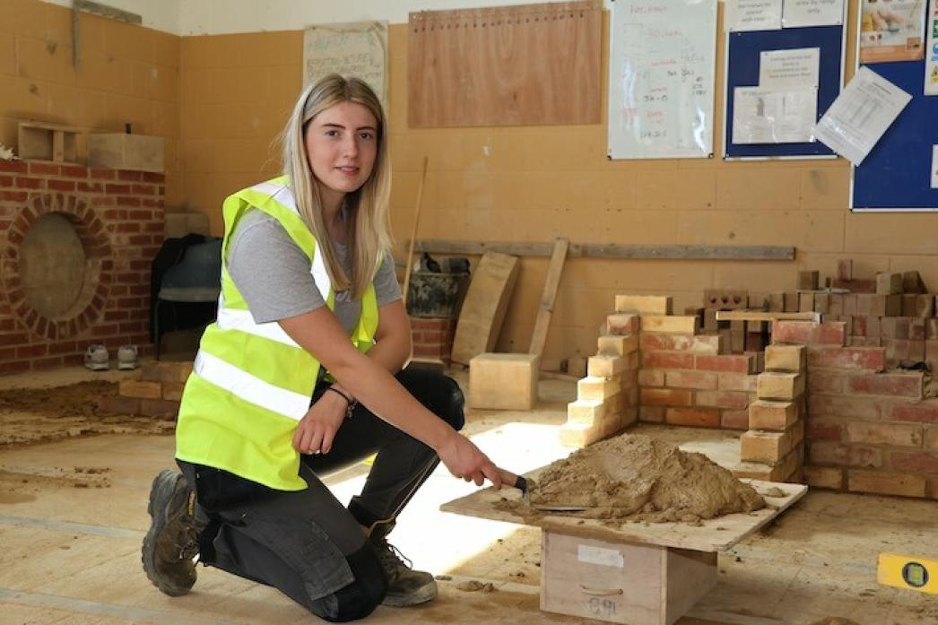 AT WORK: The Darlington College bricklayer recently won an apprenticeship award