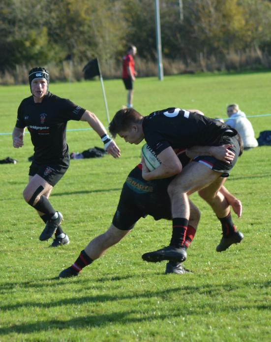 TRY HARD: Castle’s double try-scorer Matthew Osborne takes a full-on tackle                     TM pic