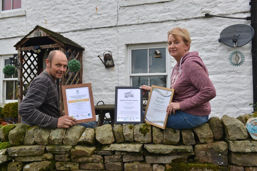 ANOTHER ACCOLADE: Farmers Paul and Jen Johnson from Harwood have added a national landscapes award to the growing collection of recognition they have received for preserving the landscape for rare upland birds and flowers TM pic