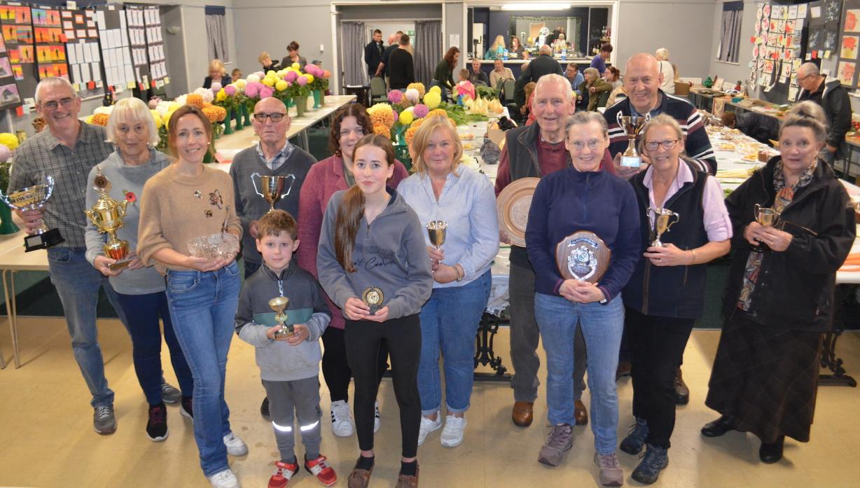 BEST IN SHOW: Trophy winners from this year’s Middleton-in-Teesdale chrysanthemum and vegetable show		   TM pic