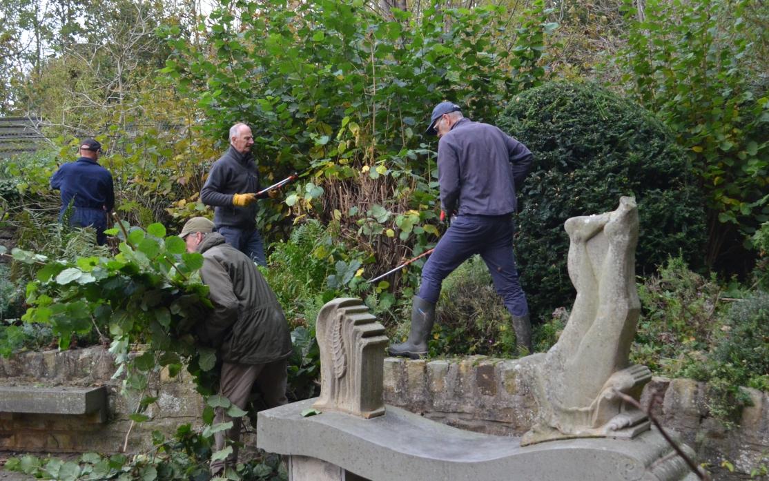 WORKING AWAY: Barnard Castle’s volunteer workers were out in force to give the Roman Way picnic site a spruce up.