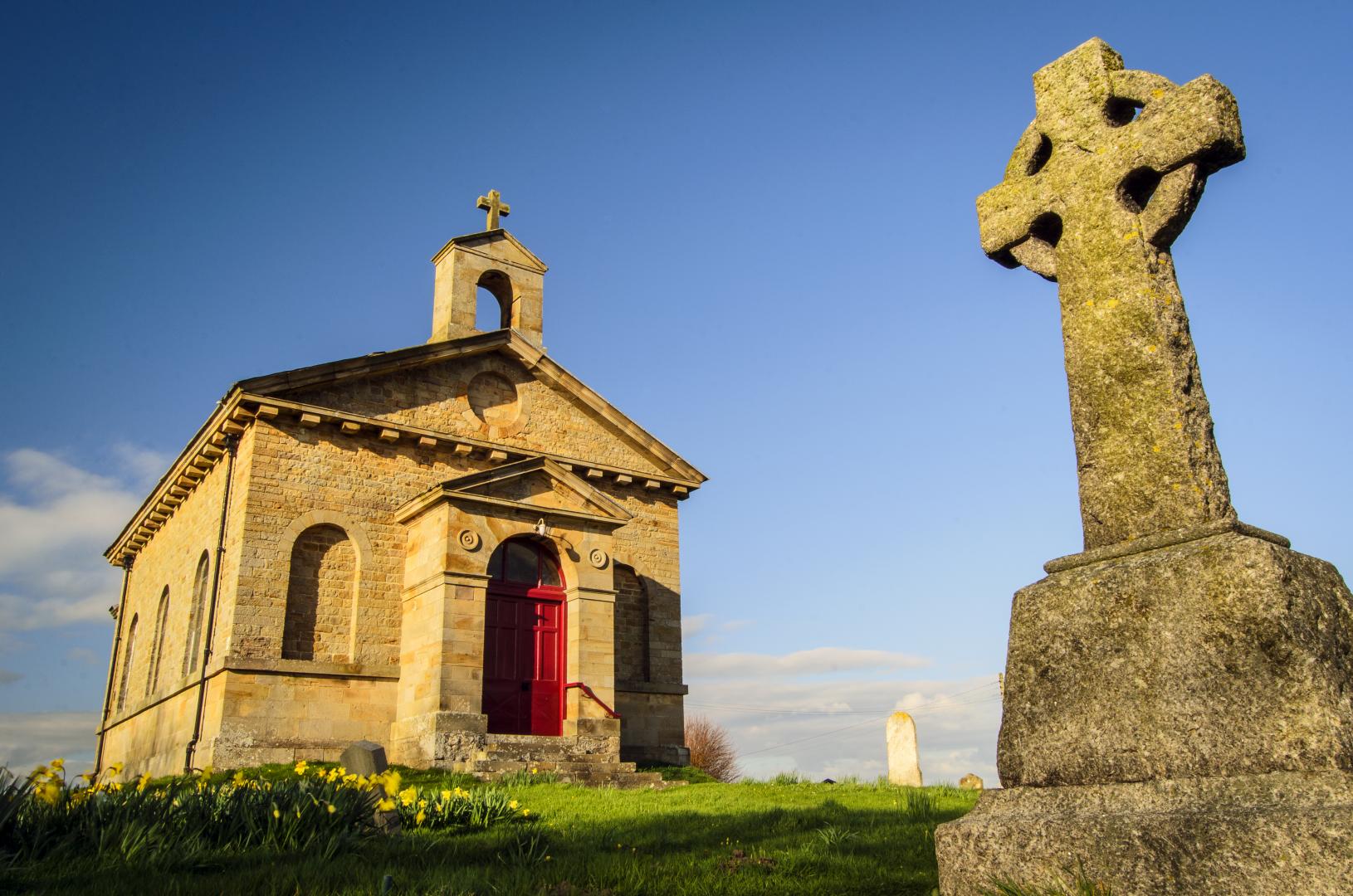 At risk: The Teesdale chapel isolated by A66