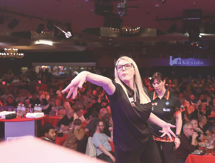 Kirsty Hutchinson in action at the World Darts Championship