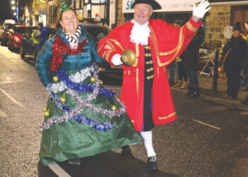 Rachel Tweddle and Ian Kirkbride during the Christmas Lights switch on parade