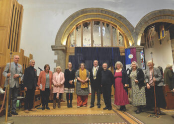 GLASS ART: The new windows in St Mary’s Parish Church, Barnard Castle, which commemorate RIchard III and, inset, Dr Fiona Hill, who unveiled them last month