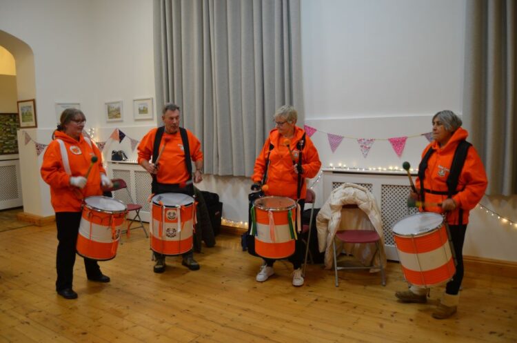 MAKING NOISE: Sabina Kamall, right, likes to be loud on the Surdo drum
