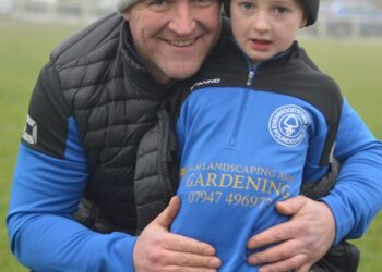 ON THE BALL: Gareth McMahon with son Rocco, 5, who is looking forward to the new football training sessions at the Randolph Community Centre