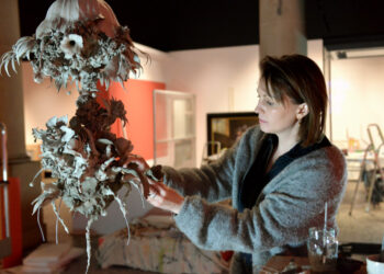 CLAY CREATION: Ceramicist Phoebe Cummings at work on Time Line