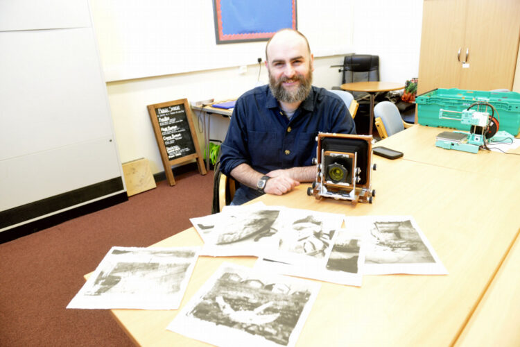 ON DISPLAY: Fine art photographer Graham Vasey with his large frame camera and some of his work that forms part of the Hartlepool History and Folklore exhibition