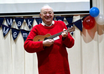 MAKING MUSIC: Mike Bettison performing at his 200th Making Memories music session