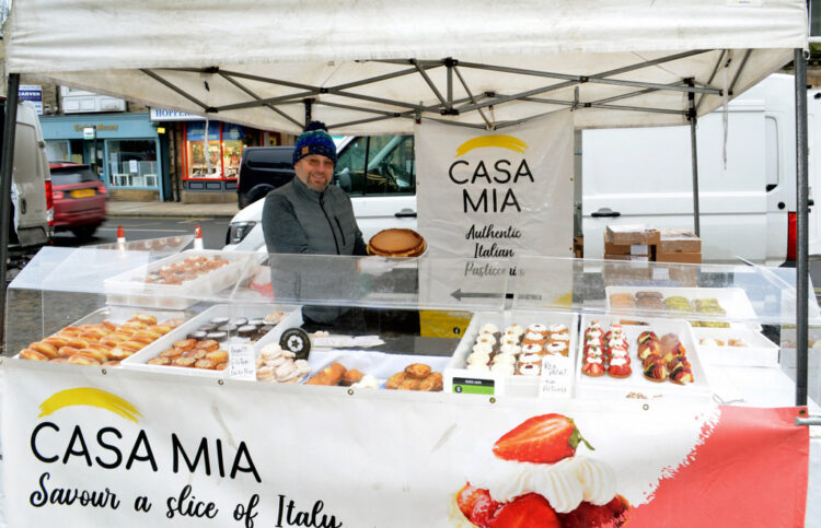 WELCOME TO BARNEY: Francesco Mazzella on the Casa Mia stall, which visited the town’s weekly Wednesday market for the first time last week