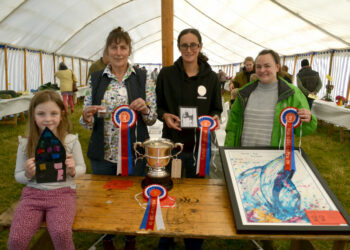 TOO CLOSE TO CALL: Flashback to last year’s Bowes Show, which produced a tie for the Headlam Cup for best exhibit. From left, Bella Seymour, Hazel Addison, Susan Addison and Sophie Cooper. Show organisers are looking for a new secretary for the industrial and horticultural section for this year’s event
