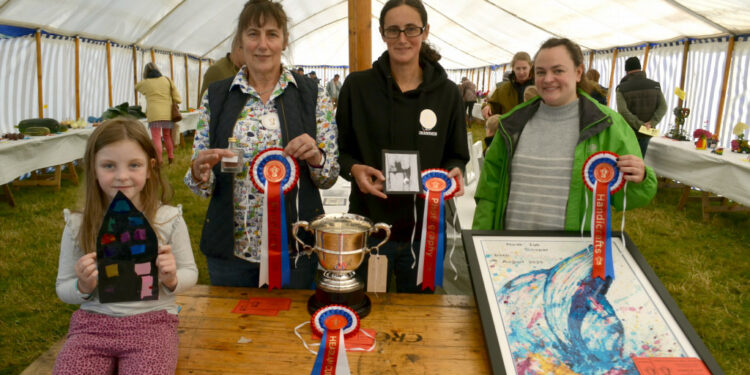 TOO CLOSE TO CALL: Flashback to last year’s Bowes Show, which produced a tie for the Headlam Cup for best exhibit. From left, Bella Seymour, Hazel Addison, Susan Addison and Sophie Cooper. Show organisers are looking for a new secretary for the industrial and horticultural section for this year’s event