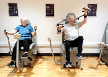 WORK-OUT: Colin and Pauline Glasper get to grips with the equipment at Teesdale Leisure Centre’s Move Hub