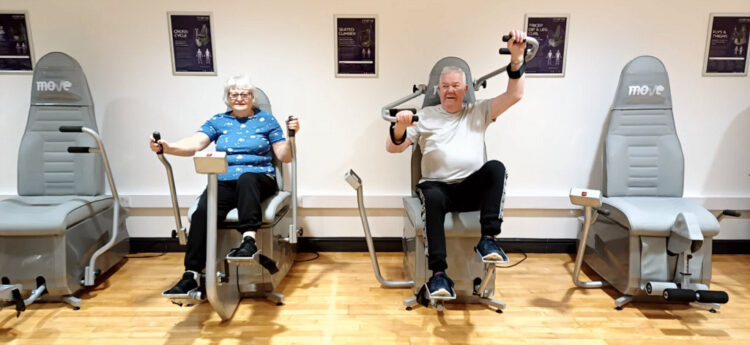 WORK-OUT: Colin and Pauline Glasper get to grips with the equipment at Teesdale Leisure Centre’s Move Hub