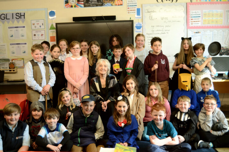 IN THE SPOTLIGHT: Children’s author Anne Fine took part in a question and answer session at Cotherstone Primary School as part of their activities to mark World Book Day