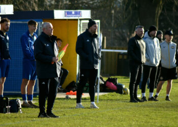PLEA FOR SUPPORT: Barnard Castle FC manager John Close, centre
