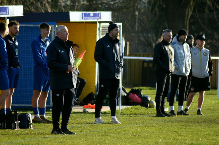 PLEA FOR SUPPORT: Barnard Castle FC manager John Close, centre