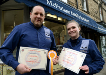 Passionate about pies: Barnard Castle butchers Stuart McFarlane and Aimee Rowe said they were a “little bit chuffed” after recognition in national awards