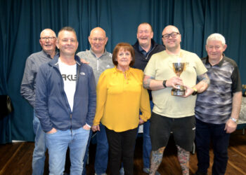 TOP OF THE SPOTS: Celebrating success in the Team KO competition was the team from the Cricketers Arms, Barnard Castle, who were also runners-up in the B division and the Spring Cup