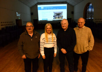 BACK IN BUSINESS: Chairman David Hutchinson, administration officer Sophie Stanwix, trustee David Bailey and vice-chairman Mike Bettison have launched a new website for the Village Halls Consortium