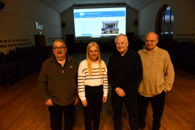 BACK IN BUSINESS: Chairman David Hutchinson, administration officer Sophie Stanwix, trustee David Bailey and vice-chairman Mike Bettison have launched a new website for the Village Halls Consortium